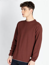 Mens Solid Round Neck Lightweight Sweatshirt